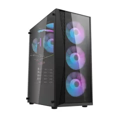  Darkflash DK352 Plus számítógépház + 4 ARGB ventilátor (fekete)