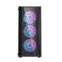   Darkflash DK352 Plus számítógépház + 4 ARGB ventilátor (fekete)