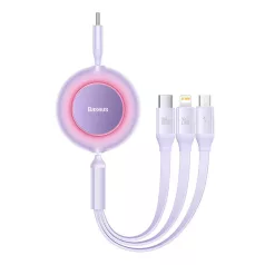   Baseus Bright Mirror 4, 3 az 1-ben Micro-USB / Lightning / USB-C kábel, 100W, 3,5A, 1,1 m (lila)