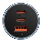 Baseus Golden Contactor Pro autós töltő, 2x USB-C, 1x USB, 65W (kék)