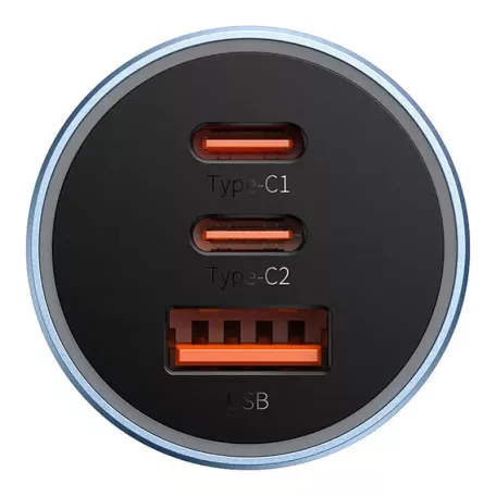 Baseus Golden Contactor Pro autós töltő, 2x USB-C, 1x USB, 65W (kék)