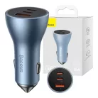 Baseus Golden Contactor Pro autós töltő, 2x USB-C, 1x USB, 65W (kék)