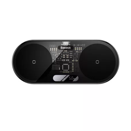 Baseus Digitális LED Kijelző Kettős Qi vezeték nélküli töltő, 20W