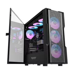   Darkflash DK431 Mesh számítógépház + 4 ARGB ventilátor (fekete)
