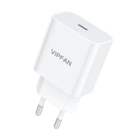 Vipfan E04 hálózati töltő, USB-C, 20W, QC 3.0 (fehér)