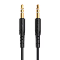 Mini jack 3.5mm AUX kábel VFAN L04 1m, aranyozott (fekete)