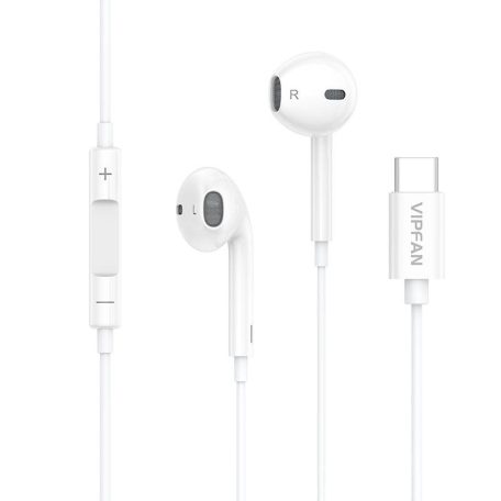 Vezetékes fülhallgató Vipfan M14 , USB-C, 1,1 m (fehér)