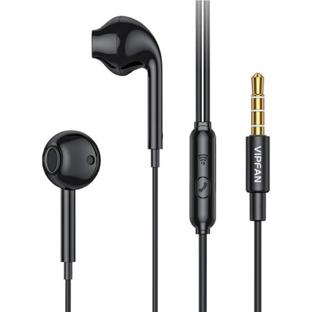 Vezetékes fülhallgató Vipfan M15, 3,5 mm-es jack, 1m (fekete)