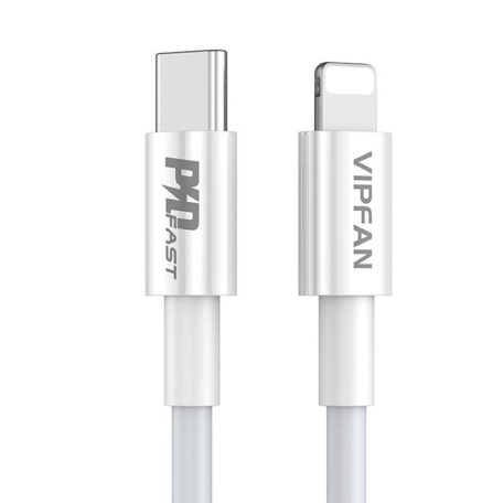 USB-C do Lightning Vipfan P01 kábel, 3A, PD, 2m (fehér)