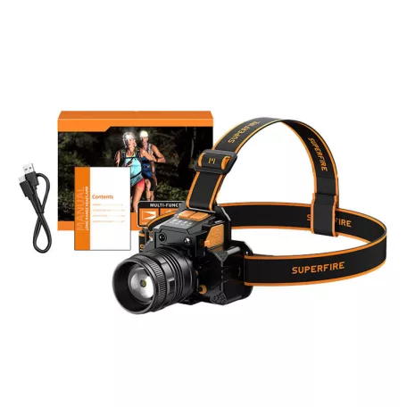 Fejlámpa Superfire HL58 – 350 lm, USB, 3 mód, 200 m
