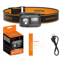 Fejlámpa Superfire HL23 – 220 lm, USB-C, powerbank