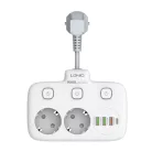 Power strip 2 AC konnektorral, 3x USB, USB-C, LDNIO SE2435, 2500W (fehér)