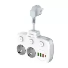 Power strip 2 AC konnektorral, 3x USB, USB-C, LDNIO SE2435, 2500W (fehér)