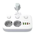 Power strip 2 AC konnektorral, 3x USB, USB-C, LDNIO SE2435, 2500W (fehér)