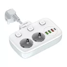 Power strip 2 AC konnektorral, 3x USB, USB-C, LDNIO SE2435, 2500W (fehér)