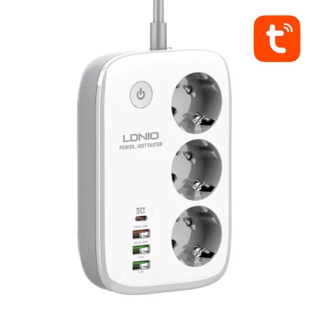 LDNIO SEW3452 Wi-Fi intelligens konnektor, Tuya (fehér)
