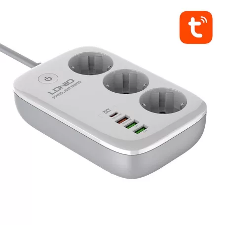 LDNIO SEW3452 Wi-Fi intelligens konnektor, Tuya (fehér)