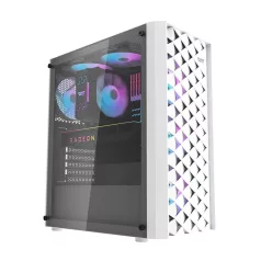   Darkflash DK351 számítógépház + 4 RGB ventilátor (fehér)