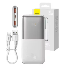   Baseus Bipow Pro Powerbank, 10000mAh, 2xUSB, USB-C, 20W (fehér)