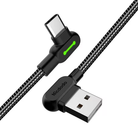 USB-ről USB-C-re hajlított kábel Mcdodo CA-5280 LED, 1,8m (fekete)