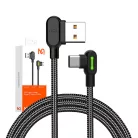 USB-ről USB-C-re hajlított kábel Mcdodo CA-5280 LED, 1,8m (fekete)