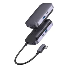   Baseus PadJoy 4 az 1-ben hub, USB-C - USB 3.0 + HDMI + USB-C PD + mini jack 3,5 mm (szürke)