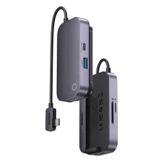   Baseus PadJoy 6 az 1-ben hub, USB-C - USB 3.0 + HDMI + USB-C PD + 3,5 mm-es jack + SD/TF (szürke)