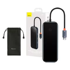   Baseus AcmeJoy 5 az 1-ben hub, USB-C - 2xUSB 3.0, USB 2.0, USB-C PD, HDMI (sötétszürke)