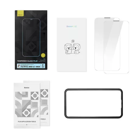 Baseus Crystal iPhone 14 Pro Max Edzett üvegfólia porálló bevonattal, 0,3 mm (2 db)