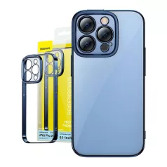   Baseus Glitter iPhone 14 Pro Átlátszó tok és üvegfólia (kék)