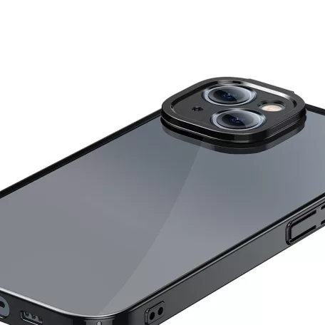 Baseus Glitter iPhone 14 Plus Átlátszó tok és üvegfólia (fekete)