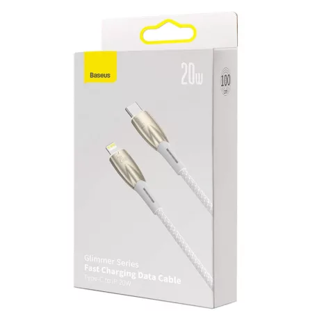 Baseus Glimmer USB-C - Lightning töltőkábel, 20W, 1m (fehér)