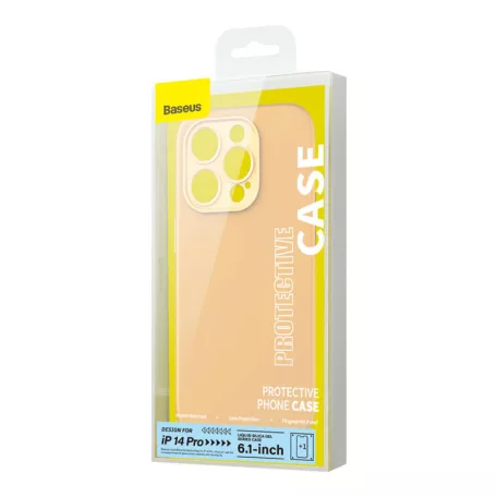 Baseus Liquid Silica iPhone 14 Pro Tok, üvegfólia és tisztító készlet (sárga)