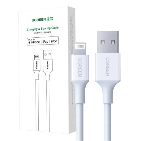 UGREEN Lightning USB kábel 2.4A, US155, 0.5m (fehér)