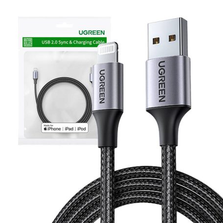 UGREEN USB Lightning kábel, 2.4A US199, 2m (fekete)