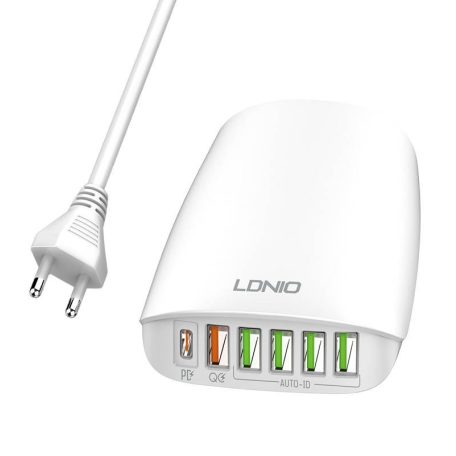 LDNIO A6573C EU 5USB, USB-C 65W Wall charger + Power cord