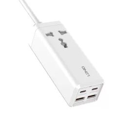   Power strip 1 AC konnektorral, 2x USB, 2x USB-C LDNIO SC1418, EU/US, 2500W (fehér)