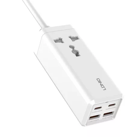 Power strip 1 AC konnektorral, 2x USB, 2x USB-C LDNIO SC1418, EU/US, 2500W (fehér)