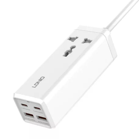 Power strip 1 AC konnektorral, 2x USB, 2x USB-C LDNIO SC1418, EU/US, 2500W (fehér)