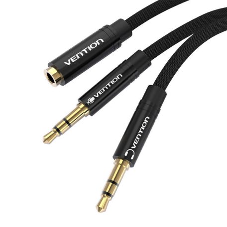 Cable audio mini jack 3.5mm female to 2x mini jack 3.5 mm male Vention BBLBAB 0.6m (black)