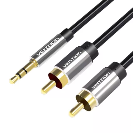 Kábel 2xRCA (Cinch) jack 3.5mm Vention BCFBD 0.5m (fekete)