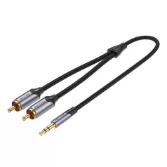 Kábel 2xRCA (Cinch) jack 3.5mm Vention BCNBD 0.5m (szary)