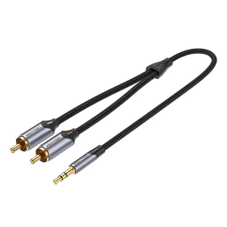 Kábel 2xRCA (Cinch) jack 3.5mm Vention BCNBD 0.5m (szary)