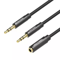   Cable Audio 2x 3.5mm Male to 3.5mm Female Vention BBOBY 0.3m (black)