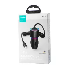   Joyroom autós töltő JR-CL25, 2x USB + Lightning kábel (fekete)