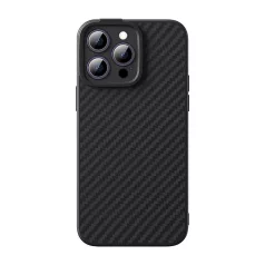  Baseus Synthetic Fiber Series (MagSafe) telefontok iPhone 14 Pro (fekete) + edzett üveg + tisztítókészlet