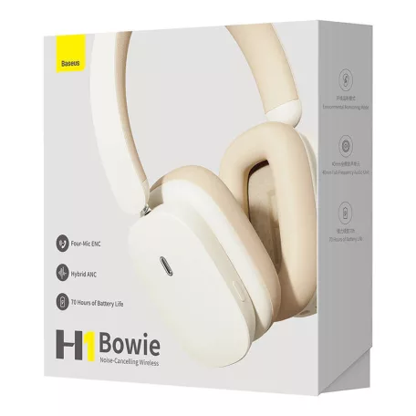 Baseus Bowie H1 Bluetooth 5.2 fejhallgató, ANC (fehér)