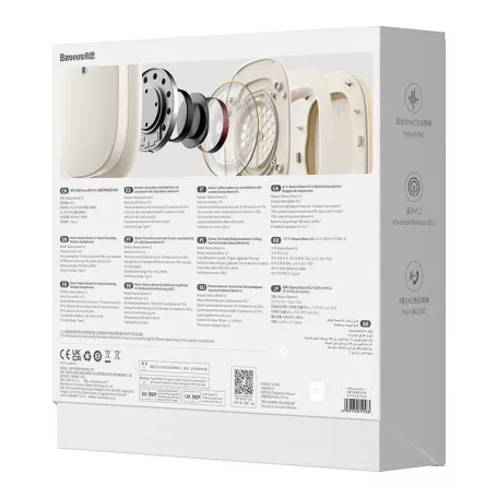 Baseus Bowie H1 Bluetooth 5.2 fejhallgató, ANC (fehér)