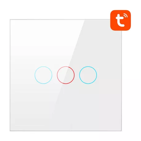 Érintőkapcsoló WiFi Avatto TS02-EU-W3 Triple TUYA (fehér)