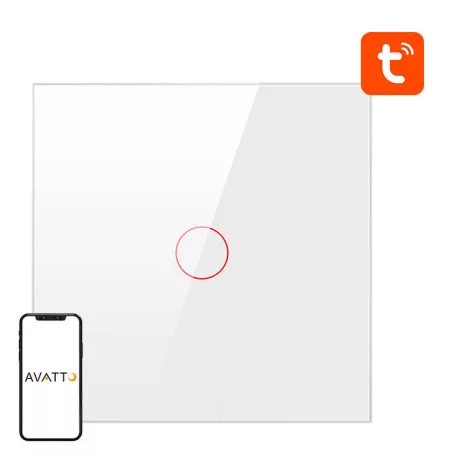 ZigBee Avatto érintőkapcsoló ZTS02-EU-W1 Single TUYA (fehér)